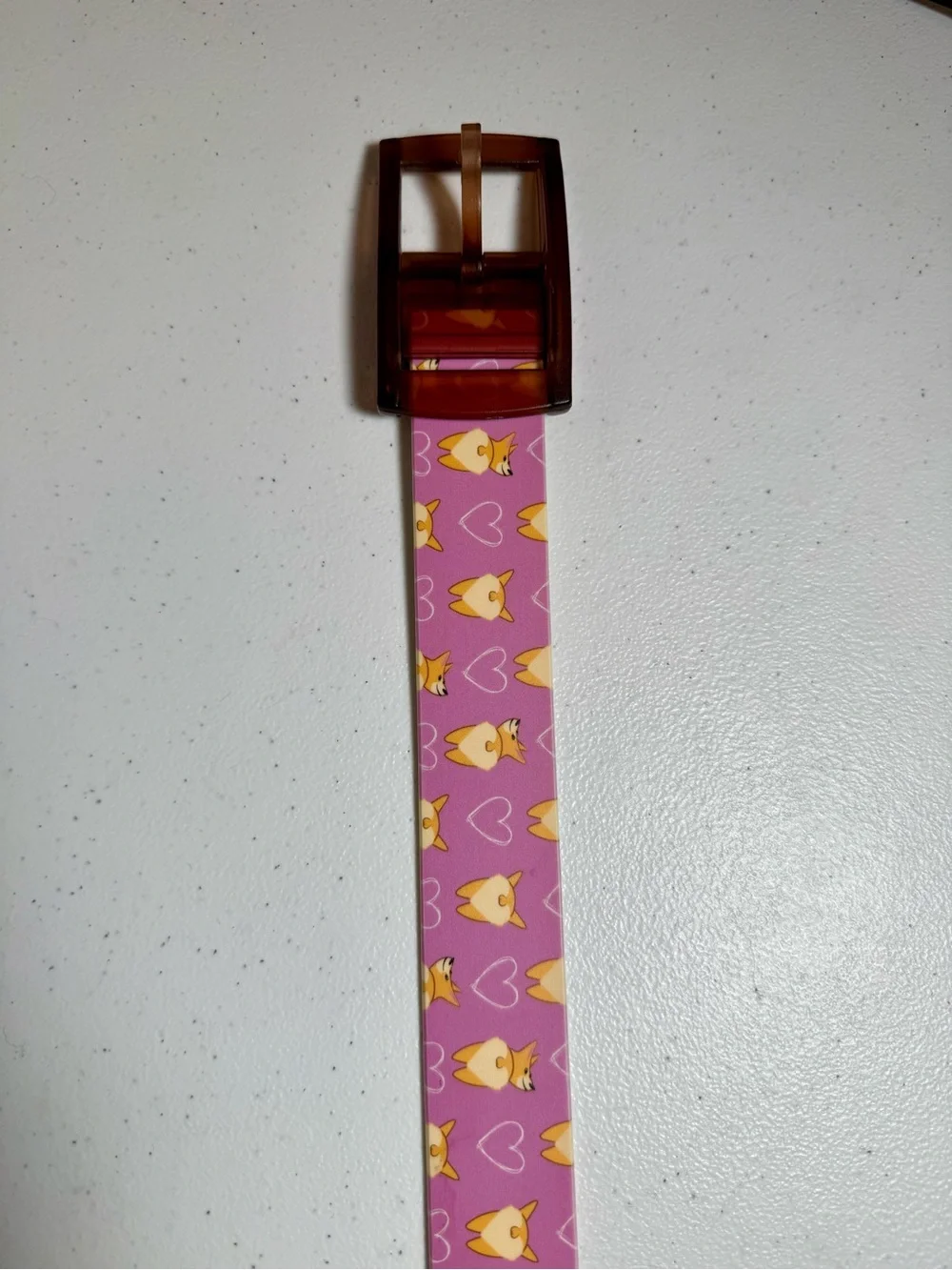 Kids Pink Corgi-Print Adjustable Riding Belt
